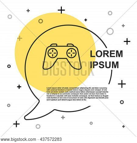 Black Line Game Controller Or Joystick For Game Console Icon Isolated On White Background. Random Dy