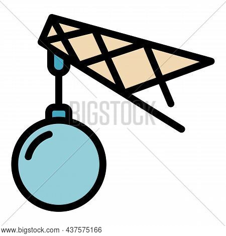 Steel Wrecking Ball Icon. Outline Steel Wrecking Ball Vector Icon Color Flat Isolated