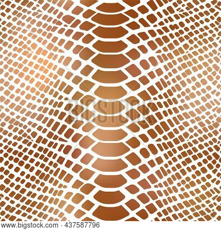 Trendy Snake Skin Bronze Vector Seamless Pattern. Metallic Wild Animal Reptile Skin, Shiny Brown Gol