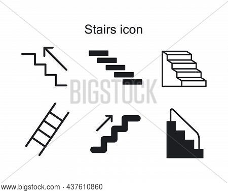Stairs Icon Template Black Color Editable. Stairs Icon Symbol Flat Vector Illustration For Graphic A