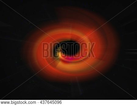 Depiction Of The Supermassive Black Hole M 87 And The Event Horizon. Outer Space.