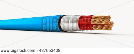 Intelligent Power Cable, Copper Wires With Circuit Sparks Isolated On White Background 3d Illustrati