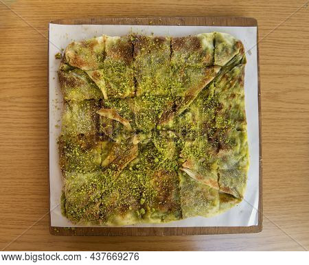 Katmer. Turkish Traditional Dessert. Katmer Is Delicious Dessert That Is Native To Gaziantep City Of
