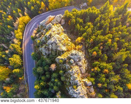Virive Rocks, Czech: Virive Kameny, Near Jested Mountain In Liberec, Czech Republic. Aerial View Fro