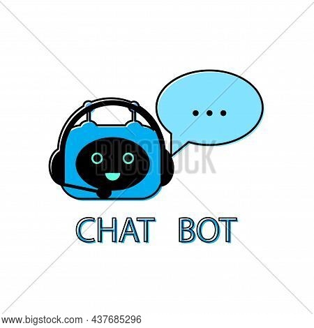 Chat Bot Icon. Computer Robot.chat Element. Online Assistant. Technology Background. Vector Illustra