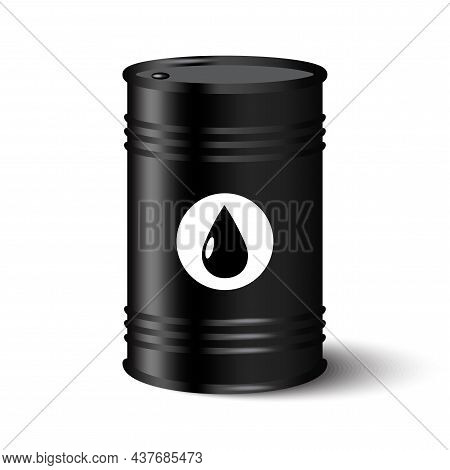 Oil Barrel Icon. Black Drop Sign. Flat Design. Cartoon Style. Hand Drawn Picture. Vector Illustratio