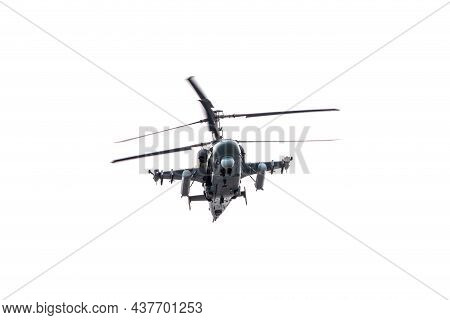 Moscow, Russia - May, 09, 2021: Ka-52 Alligator Reconnaissance And Attack Helicopter, Hokum B, In Th