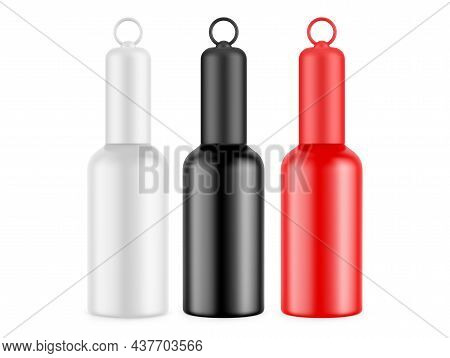 Blank Promotional Pocket Hand Sanitiser Plastic Bottle For Branding, Mockup Template On Isolated Whi