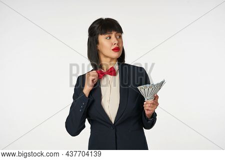 Business Woman In Suit Holding Money Finance Investment