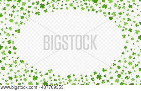 Shamrock Or Green Clover Leaves Pattern Background Flat Design Vector Illustration Isolated On Trans