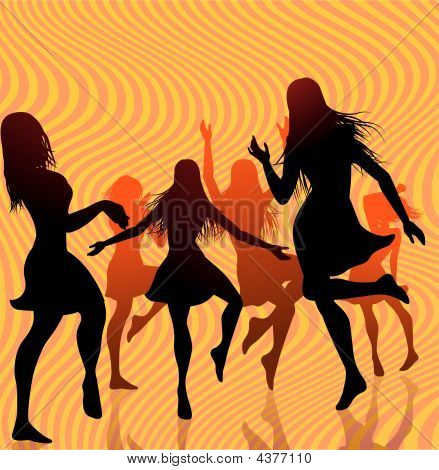 Retro di donne danzanti