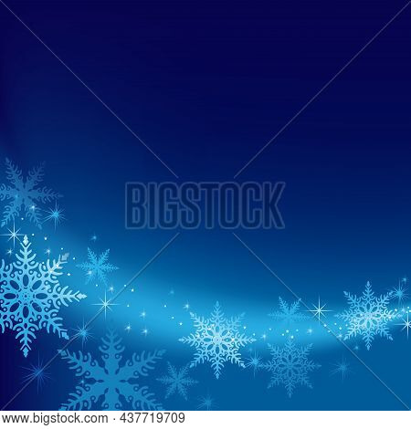 Blue Christmas Background With Snowflakes - Colored Abstract Illustration, Vector