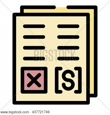 Questionary Paper Icon. Outline Questionary Paper Vector Icon Color Flat Isolated