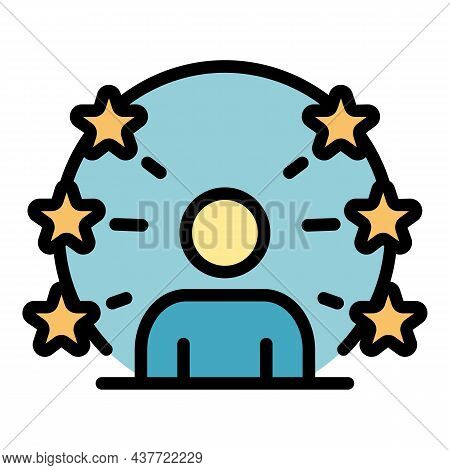 Man Generating Ideas Icon. Outline Man Generating Ideas Vector Icon Color Flat Isolated