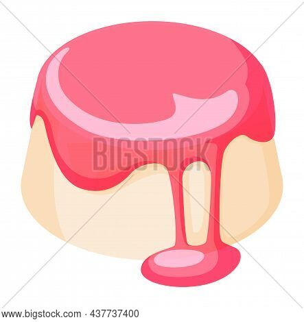 Panna Cotta Dessert. Creamy Pudding With Berry Syrup.