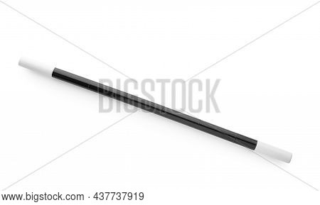 Beautiful Black Magic Wand Isolated On White, Top View