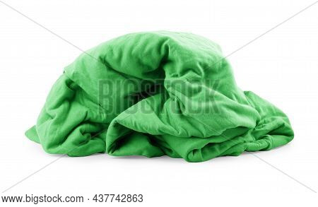 White Bed Linen On A White Bed Isolated. Bedroom With Bed And Linen Against White Background. Bed Wi