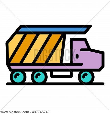 Unloading Tipper Icon. Outline Unloading Tipper Vector Icon Color Flat Isolated