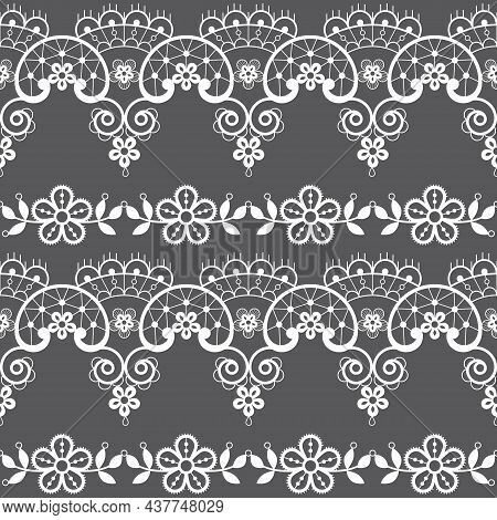 Retro Lace Seamless Vector Textile Or Fabric Print Pattern, Ornamental Repetitive Design With Flower