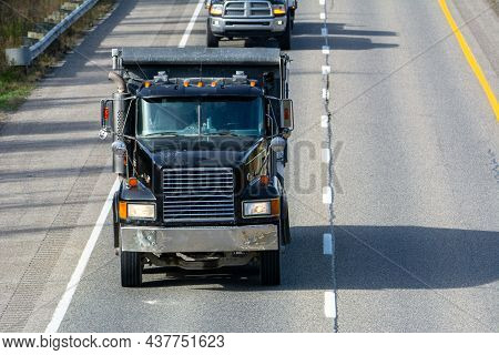 Truck Transport On The Highway, Magog, Québec, Canada, October 27 2021