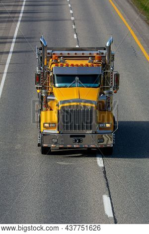 Truck Transport On The Highway, Magog, Québec, Canada, October 27 2021