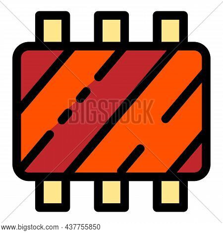 Meat Ribs Icon. Outline Meat Ribs Vector Icon Color Flat Isolated