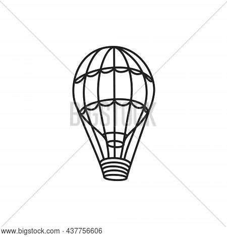 Isolated Vintage Outline Balloon Logo. Vector Aerostate Icon