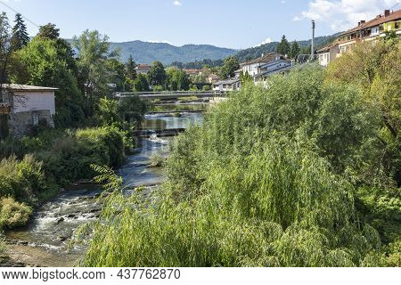 Troyan, Bulgaria - August 31, 2021: Panoramic View Of Center Of Town Of Troyan, Lovech Region, Bulga