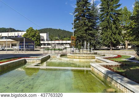 Troyan, Bulgaria - August 31, 2021: Panoramic View Of Center Of Town Of Troyan, Lovech Region, Bulga