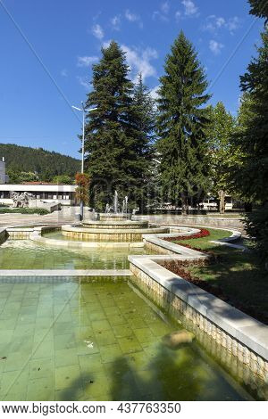 Troyan, Bulgaria - August 31, 2021: Panoramic View Of Center Of Town Of Troyan, Lovech Region, Bulga