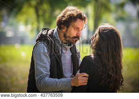Jealous Bully Abuser Abuses His Girl Girlfriend. Domestic Violence Concept