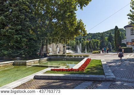 Troyan, Bulgaria - August 31, 2021: Panoramic View Of Center Of Town Of Troyan, Lovech Region, Bulga