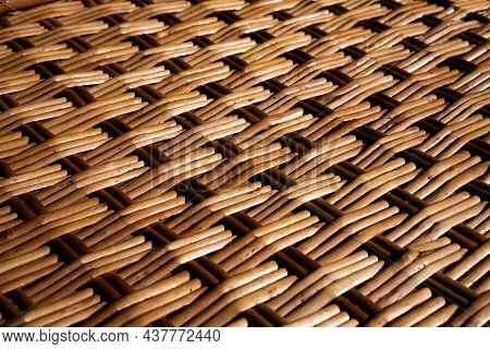 Hand-made Textured Basket. Wickerwork Close-up. Backdrop For Design Ideas.