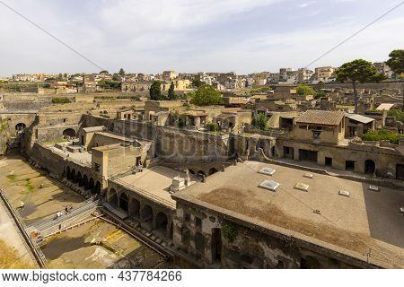Herculaneum, Campania, Italy - June 29, 2021: Ruins Of An Ancient City Destroyed By The Eruption Of 