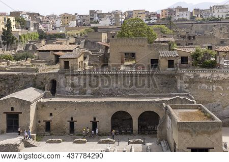 Herculaneum, Campania, Italy - June 29, 2021: Ruins Of An Ancient City Destroyed By The Eruption Of 