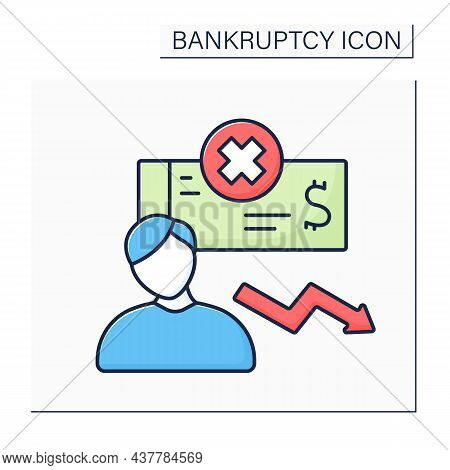 Bankrupt Color Icon.debtor Whose Property Is Subject To Voluntary, Involuntary Administration. Perso