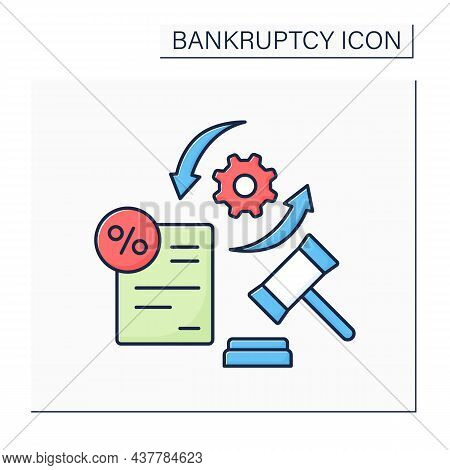 Bankruptcy Procedure Color Icon.filing Petition To Declare Debtor Person Or Business Bankrupt. Legal
