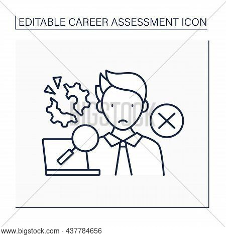 Unproductivity Line Icon. Workers Lose Motivation. Problems At Work. Weakness And Tiredness. Career 