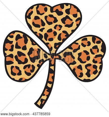 Leopard Print Shamrock Icon. Color Vector Illustration.