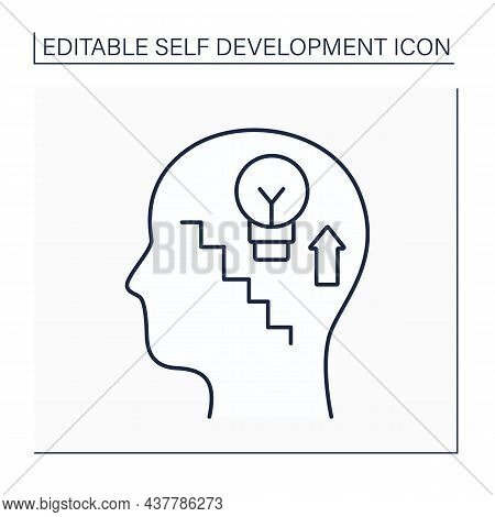Skill Enhancement Line Icon. Improving Opportunity And Knowledge. Improve Cognitive Skills. Self-dev
