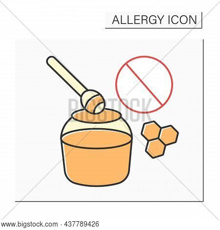 Allergy To Food Color Icon. Hypersensitive Allergy To Honey And Honey-related Products. Healthcare C