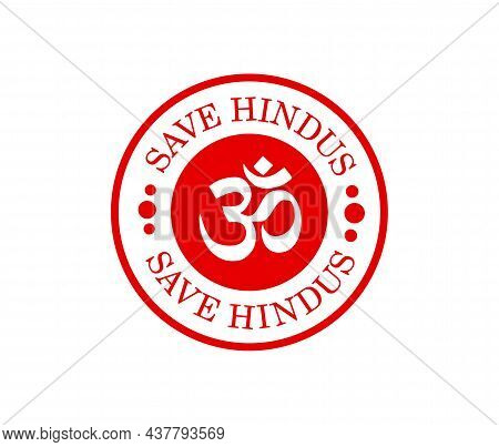 Save Hindus Sticker With Om Symbol Vector.