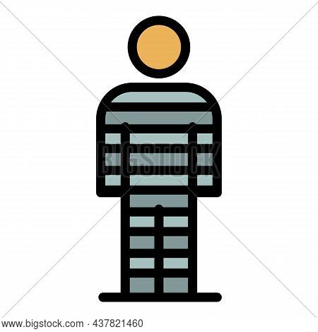 Chained Striped Prison Icon. Outline Chained Striped Prison Vector Icon Color Flat Isolated