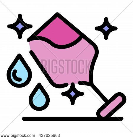 Full Glass And Drops Icon. Outline Full Glass And Drops Vector Icon Color Flat Isolated