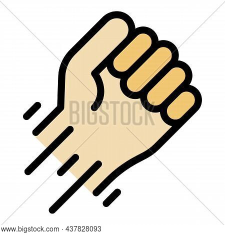 Fist In Motion Icon. Outline Fist In Motion Vector Icon Color Flat Isolated