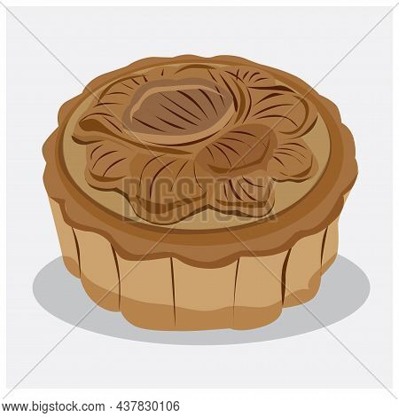Chinese Mooncake Illustration On Gray Background Suitable For Making Food Menus, Posters, Other Medi