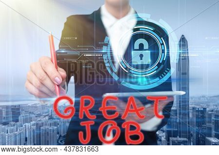 Text Caption Presenting Great Job. Conceptual Photo Sed For Telling Someone That They Have Done Some