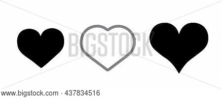 Collection Of Heart Illustrations, Four Designs, Symbol, Logo, Isolated White Background, Shadow On 