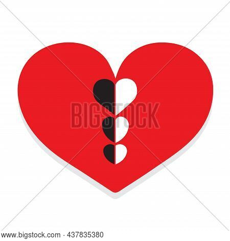 Collection Of Heart Illustrations, Four Designs, Symbol, Logo, Isolated White Background, Shadow On 