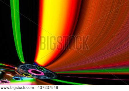 Colorful Reflections Of Lights On A Black Background